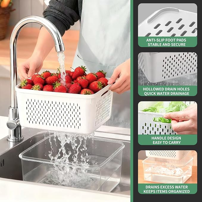 3 Pcs Fruit Containers for Fridge, Strawberry Storage Containers for Fridge - Image 3