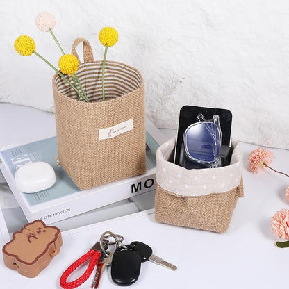 2 Pack Hanging Basket for Door, Small Jute Wall Storage, Hanging Storage Bags - Image 4