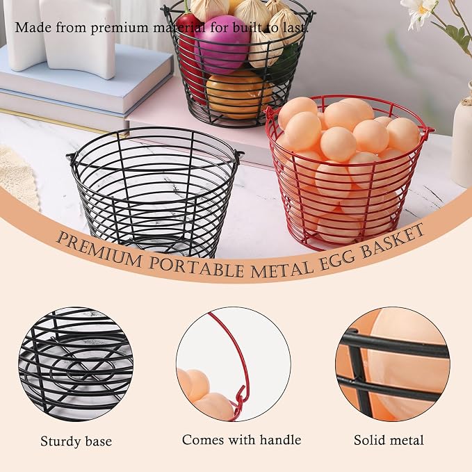 Colorful Metal Mesh Wire Egg Collecting Basket - Image 4