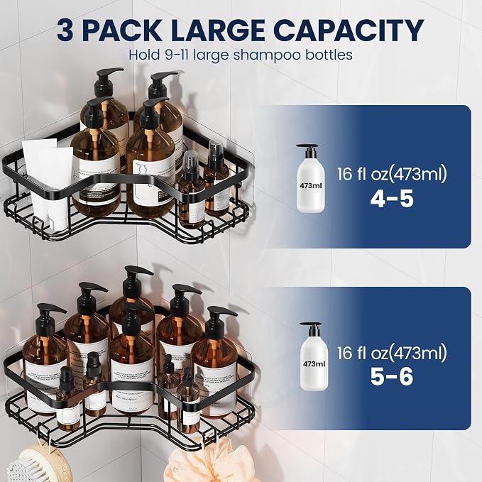 MAXIFFE 3 Pack Corner Shower Caddy - Image 3