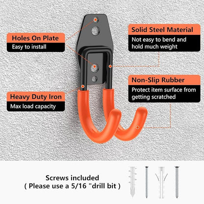 Garage Hooks with Anti-Slip Coating, Heavy Duty Wall Mount Storage Hooks - Image 3
