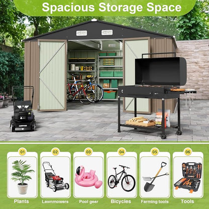 JUMMICO 10 x 8 FT Outdoor Storage Shed, Large Metal Garden Shed & Tool Sheds - Image 5
