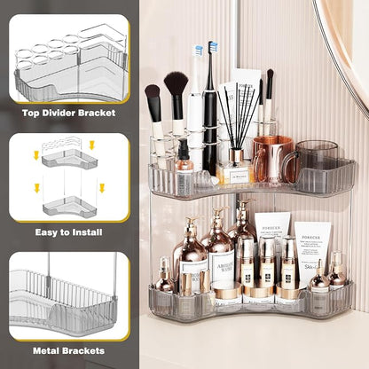 2-Tier Corner Bathroom Counter Organizer - Image 6