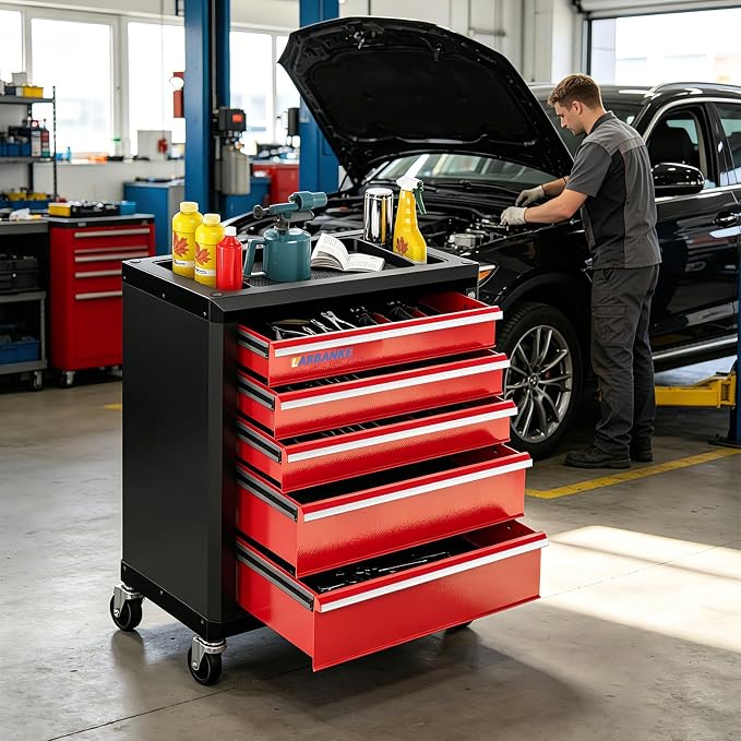 LARBANKE 12-Drawer Tool Chest Features 360° Swivel Castors and Locking - Image 2