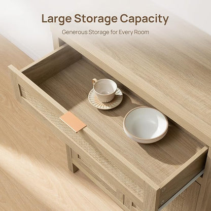 SICOTAS Sideboard Buffet Storage Cabinet, Rattan Accent Cabinet - Image 7