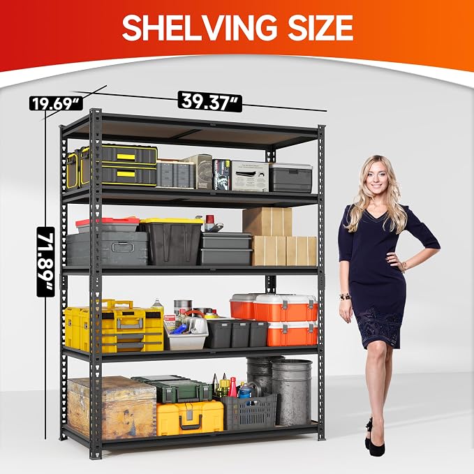 2-Pack 71.9" H 39.4" W Garage Shelving 3000lbs Garage Storage Shelves, - Image 3