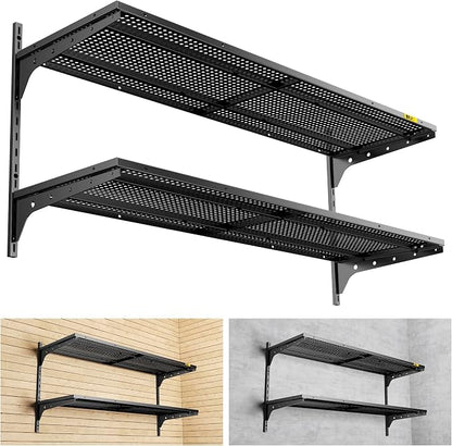 2 Tier 1.3x4ft Garage Shelving Wall Mounted, 15.6x48inch per Shelf Height by Unknown