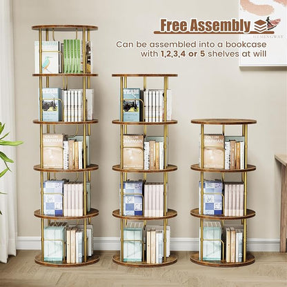 ALLSTAND 5 Tier Rotating Bookshelf, 360 ° Display Stackable Spinning Bookshelf - Image 5