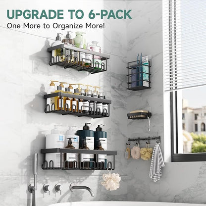 Veken Shower Caddy 6-Pack, Advanced Rustproof Design, No Drilling Adhesive - Image 5