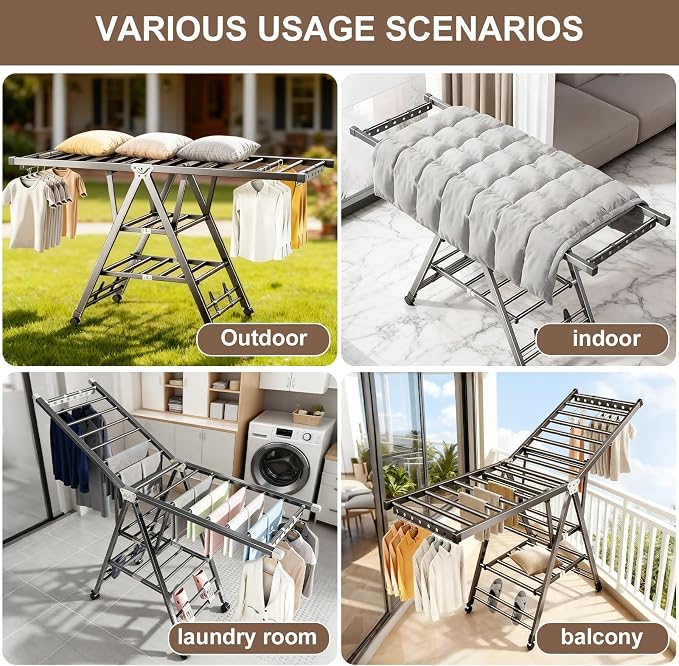 Heavy Duty 3-Tier Clothes Drying Rack - Image 7