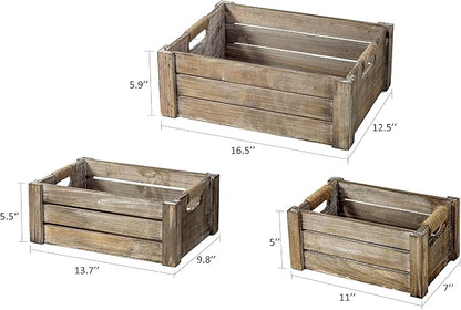TIMRIS Set of 3 Rustic Wood Nesting Crates, Farmhouse Wooden Storage Container - Image 7