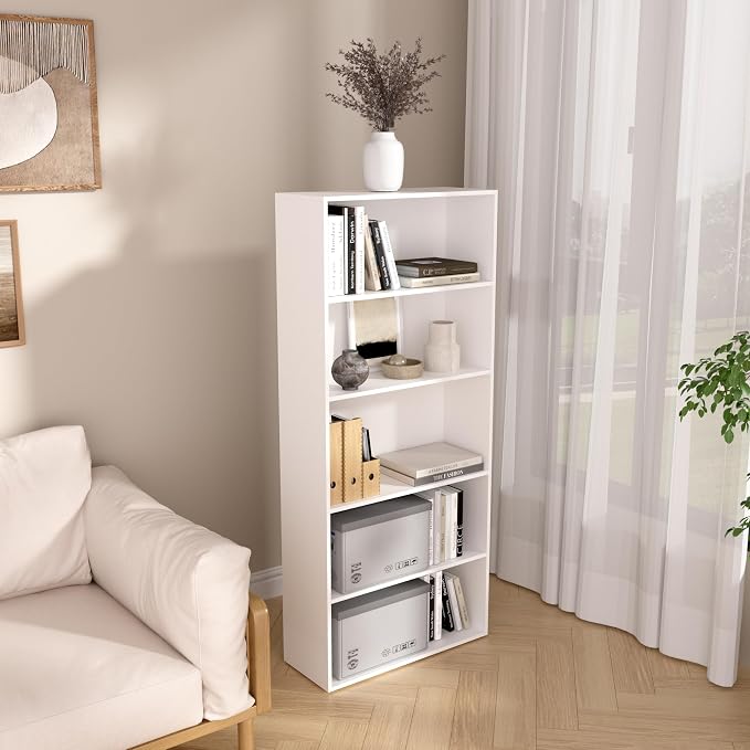 5 Tier Book Shelf, Wooden 5 Cube Storage Organizer, 54 Inch Versatile Cubes - Image 2