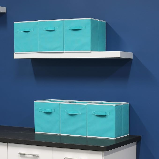 Simple Houseware Foldable Cube Storage Bins, 11-Inch Turquoise - Image 5