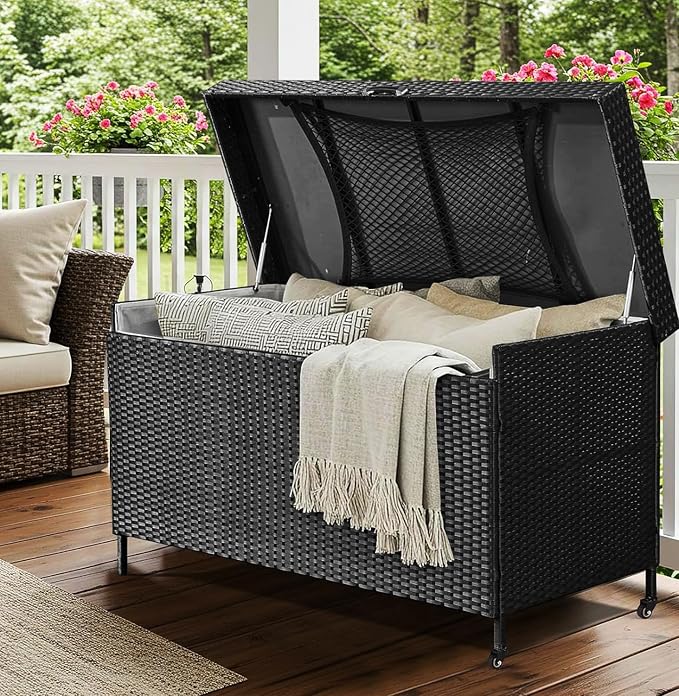 AVAWING 240 Gallon Wicker Deck Box - Image 2