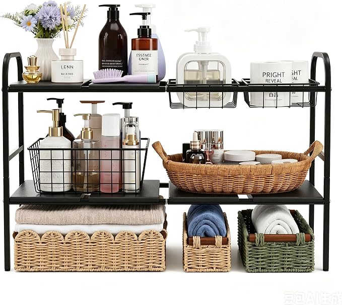 Expandable 2 Tier Under Sink Organizer, 28.74-34.5 Inch Width | - Image 7