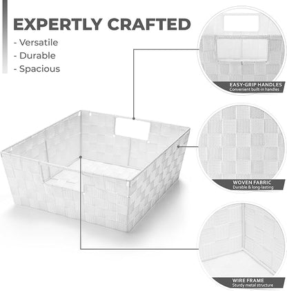 Sorbus Set of 3 Large Woven Storage Baskets – Mesh Hand-Woven Baskets - Image 2