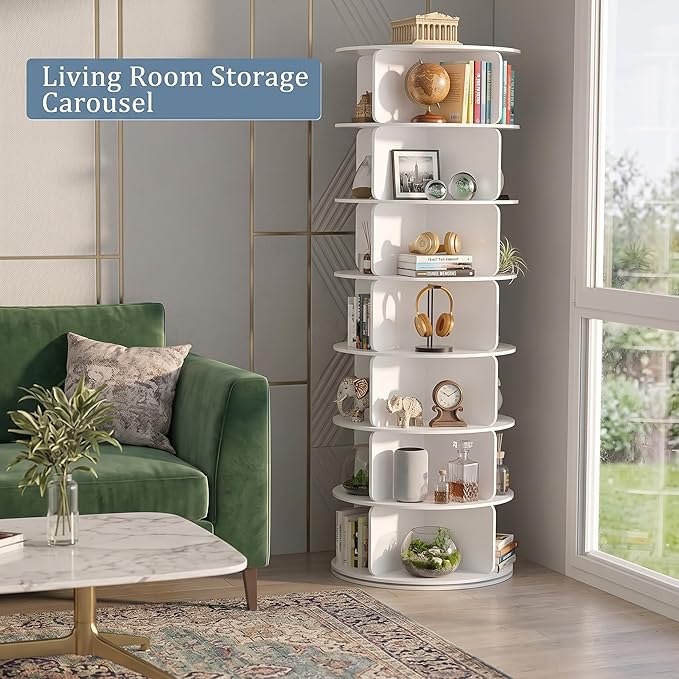 Cushore 7 Tier Rotating Shoe Rack Tower, 360° Spinning Shoe Display Lazy Susan - Image 6