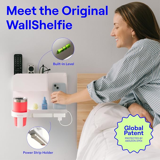 WallShelfie Bedside Wall Organizer & Bedside Shelf, Room Decor, Dorm Room - Image 3