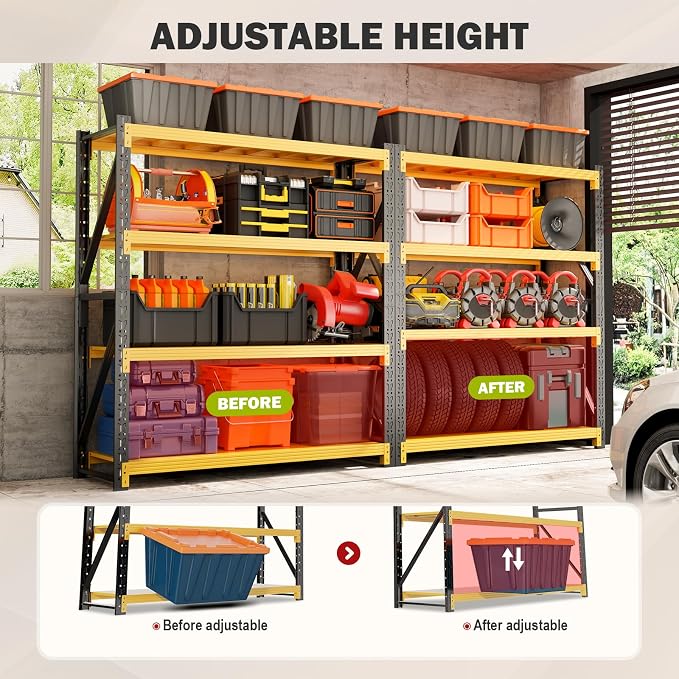5000LBS Garage Shelving Heavy Duty, 59” W Storage Shelves, 4-Tier Adjustable - Image 4