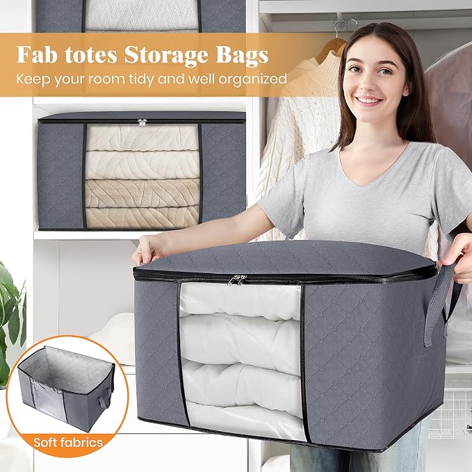 Fab totes Storage Bags, Clothes Blanket Storage Bins Foldable Closet Organizers - Image 5
