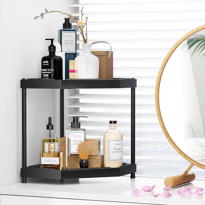 Corner Shelves Small Corner Bookshelf Kitchen Bathroom Standing Shelf Display - Image 5
