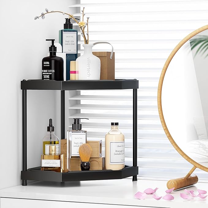 Kitchen Corner Shelf Countertop 2 Tier Bathroom Counter Organizer Cabinet - Image 5