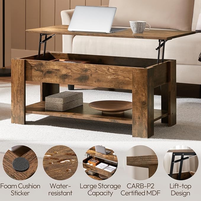 Yaheetech Coffee Table, Lift Top Coffee Table - Image 9