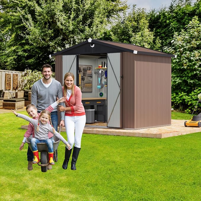 Metal Storage Shed, 8x6 Outdoor Storage Building, Large Backyard Garden Shed - Image 8