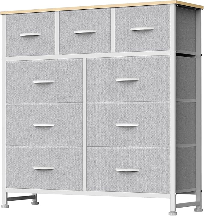 DUMOS 9 Drawer Dresser for Bedroom, Storage Organizer Chest of Drawers | Fabric by DumosLifestyle