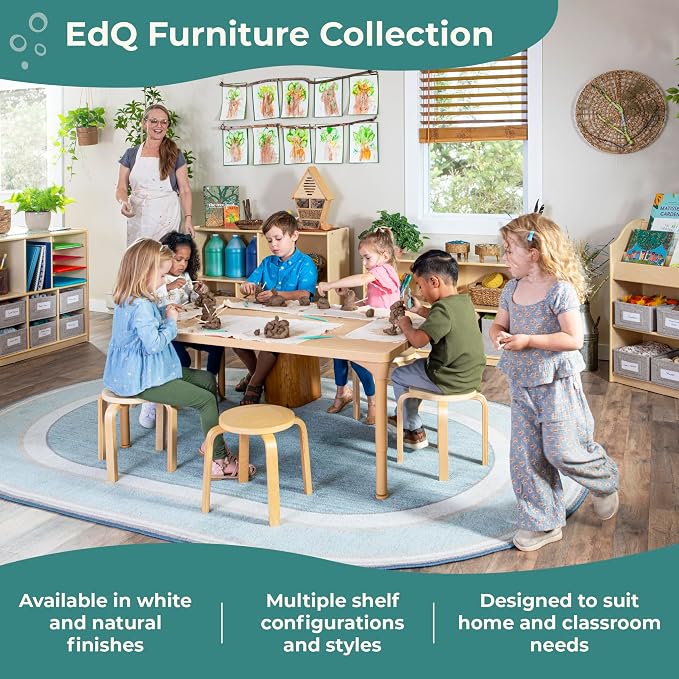 Guidecraft EdQ Kids Rotating Bookshelf: Natural Wood Revolving Bookcase - Image 8
