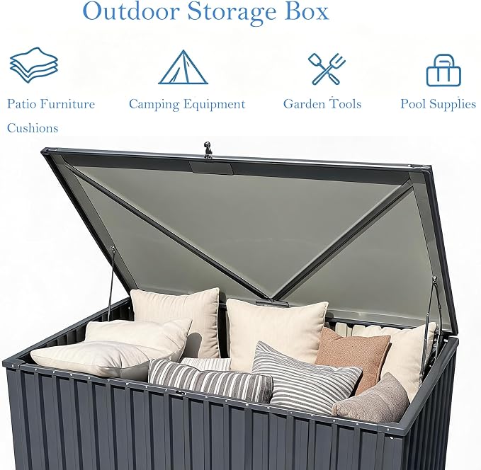 Garvee Outdoor Storage Box, 180 Gallon Waterproof Metal Storage Box, Outdoor - Image 7