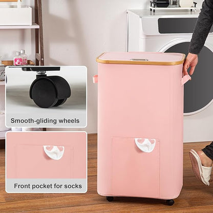 Vincona Laundry Basket with Wheels, Tall Dirty Clothes Hamper on Wheels - Image 4