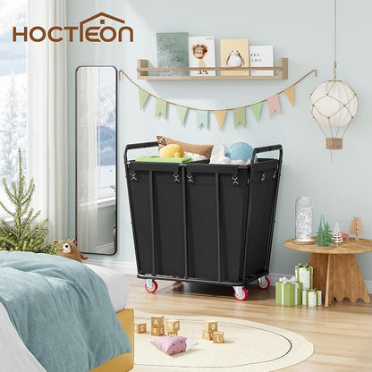 Hoctieon 2 Section Laundry Sorter Cart, 400L Rolling Hamper - Image 5