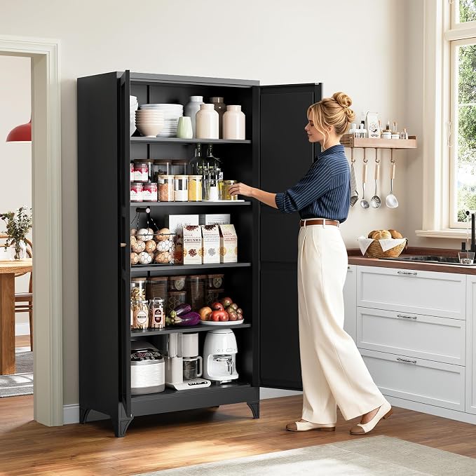 Yizosh Metal Pantry Cabinet, Cupboard - Image 3