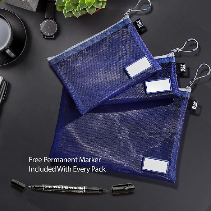 Set & Done Small Mesh Zipper Pouches – Nylon Cosmetic Bags - Image 2