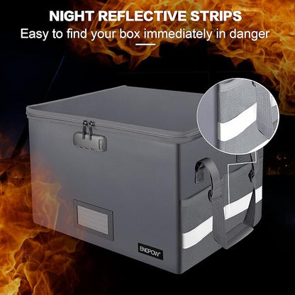 ENGPOW File Box with Lock, Fireproof Document Box with Pockets, Collapsible - Image 7