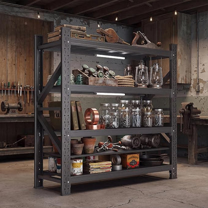 71" W Heavy Duty Garage Shelving, 5000LBS Industrial 4-Tier Rack | 69"H x by TXTDPL