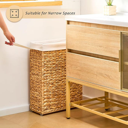 Handwoven Slim Laundry Hamper, 75L Narrow Laundry Basket, Natural Water - Image 8