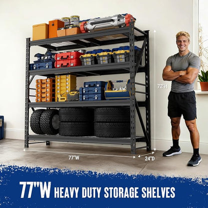 WORKPRO 77" Extra-Width Garage Shelving Units, 6400LBS Heavy Duty Utility - Image 2