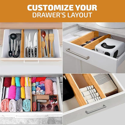 6 Pack Drawer Dividers 4 Inch High, 11”-17" Adjustable Bamboo Organizers Large - Image 7