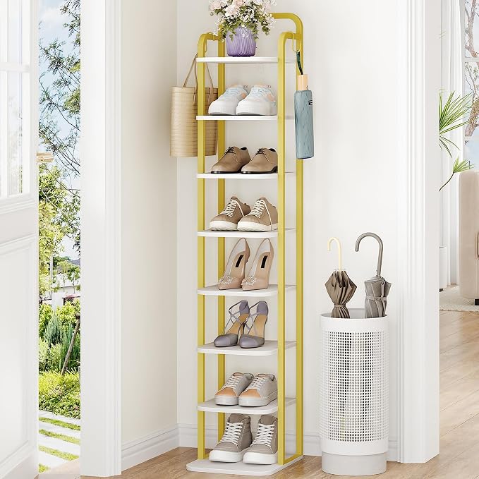 Hzuaneri 8 Tiers Vertical Shoe Rack, Narrow Shoe Tower, Tall Shoes Shelf by Hzuaneri