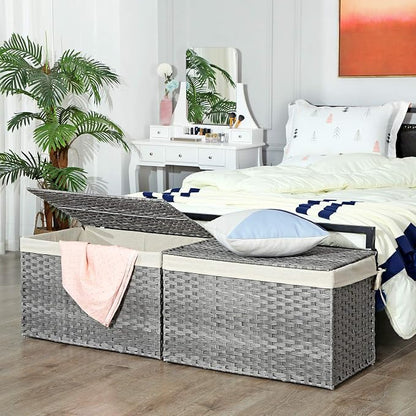 SONGMICS Storage Basket with Lid, Woven Blanket Storage Bin with Handles - Image 2