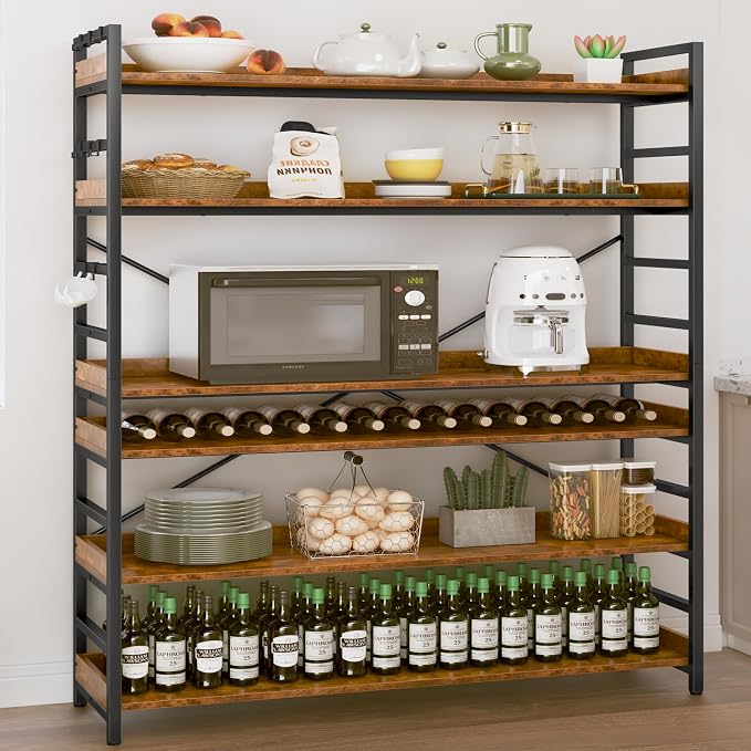 HCHQHS 6 Tier Bookshelf, Adjustable Industrial Bookcase, Vertical Tall Book - Image 9