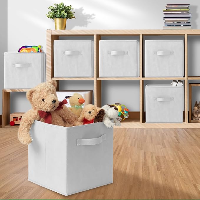 Casafield Set of 6 Collapsible Fabric Cube Storage Bins, Cubby Organizers & More - Image 5