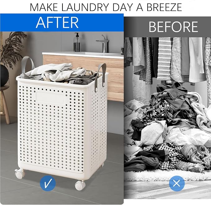 WESAPPINC Collapsible Large Laundry Hamper, Plastic Laundry Basket - Image 3