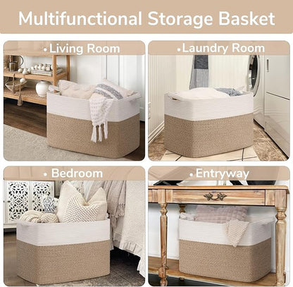 Goodpick Large Woven Blanket Basket 105L, Dirty Clothes, Extra Large Rectangle - Image 4