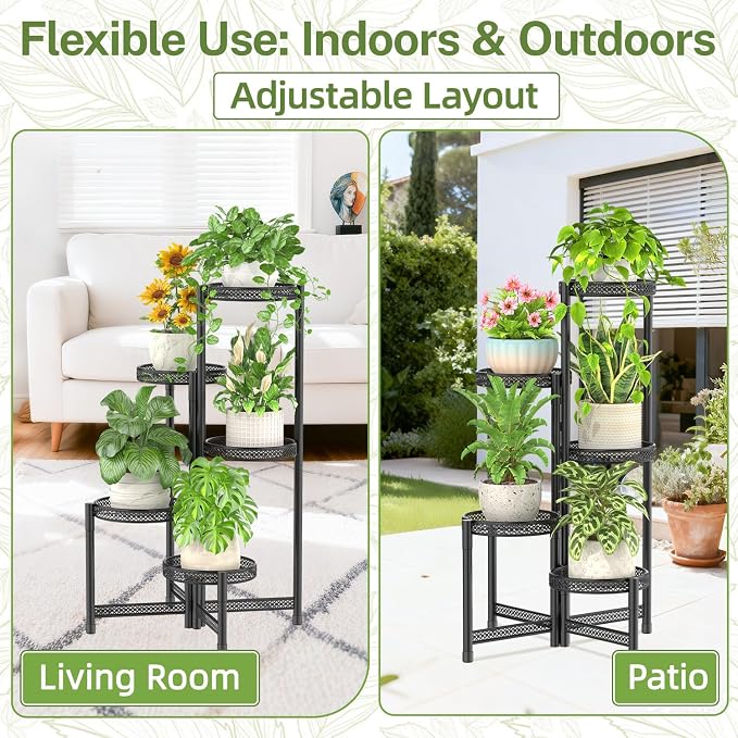 iDavosic.ly Plant Stand Indoor Outdoor, 5 Tier Corner Metal Flower Display - Image 7
