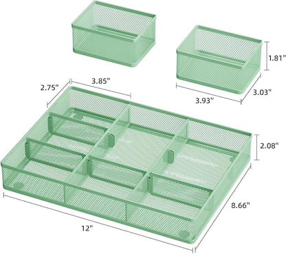 Marbrasse 3 Packs Desk Drawer Organizers, Metal Mesh Dividers - Image 3