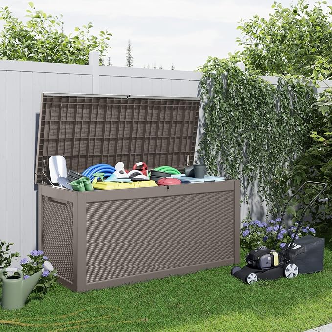 DRATO 320 Gallon Deck Boxes Outdoor Waterproof, Lockable Outdoor Storage Box - Image 3