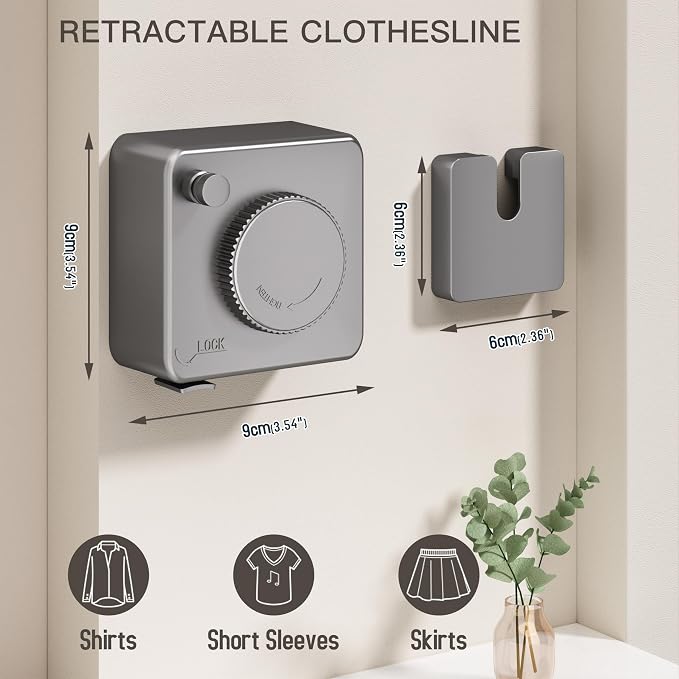 Retractable Clothesline Indoor Outdoor, Clothes Line Retracting Indoor - Image 2